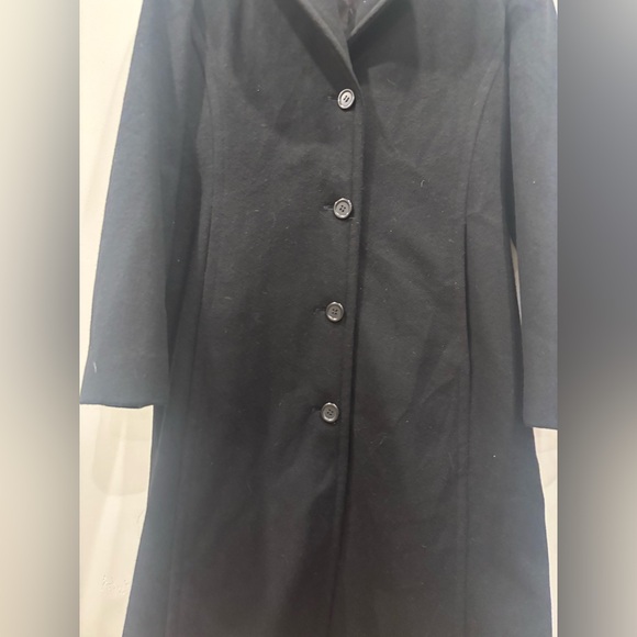 Calvin Klein vintage 90s 80s 100% wool made in USA Black maxi coat jacket Trench - Picture 2 of 7